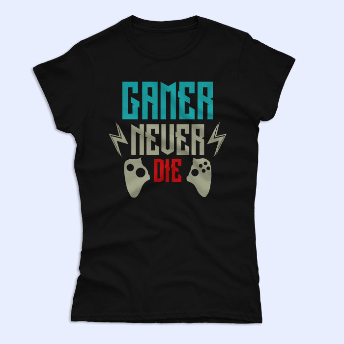 gamer_never_die_zenska_kratki_crna